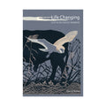 The cover of the Life Changing book by David North, which shows the silhouette of the hind legs of a bull with a barn owl hunting over wintry vegetation under a moonlit sky.