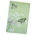 A light green rectangular tote bag features two swallowtail butterflies and their food plant milk-parsley, a plant with clusters of small white flowers
